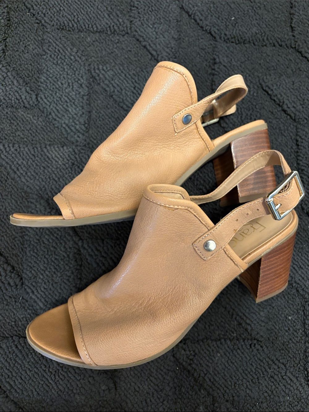Franco Sarto Tan Leather Open-Toe Slingback size 7